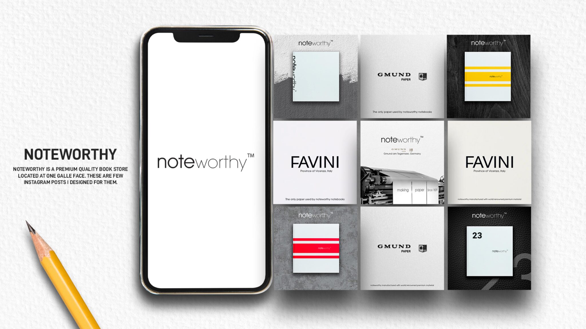 Noteworthy case study for premium retail marketing, stationery brand marketing, bookstore social media, retail content strategy, product-led social media
