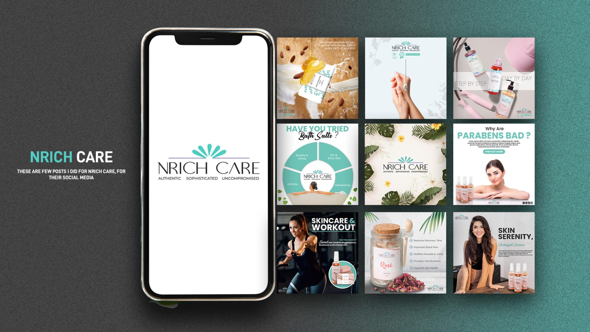 NRich Care case study for skincare digital marketing, beauty brand social media, wellness brand growth, product content strategy, social media brand positioning
